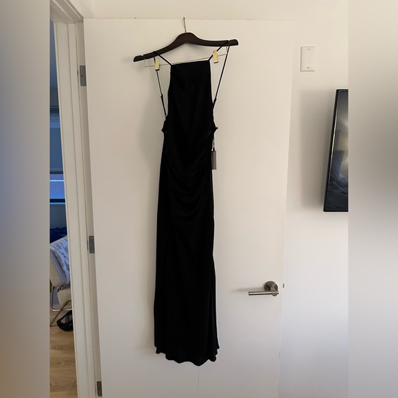 ASTR BLACK SILK MIDI DRESS - Picture 2 of 4